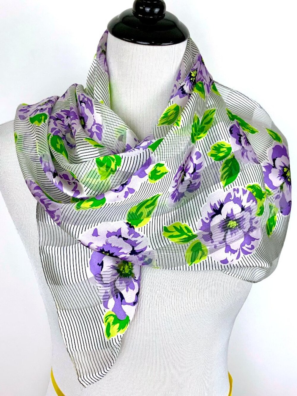 Vintage 90s Diane Von Furstenberg Sheer Silk Square Scarf - Purple Pansy 31"